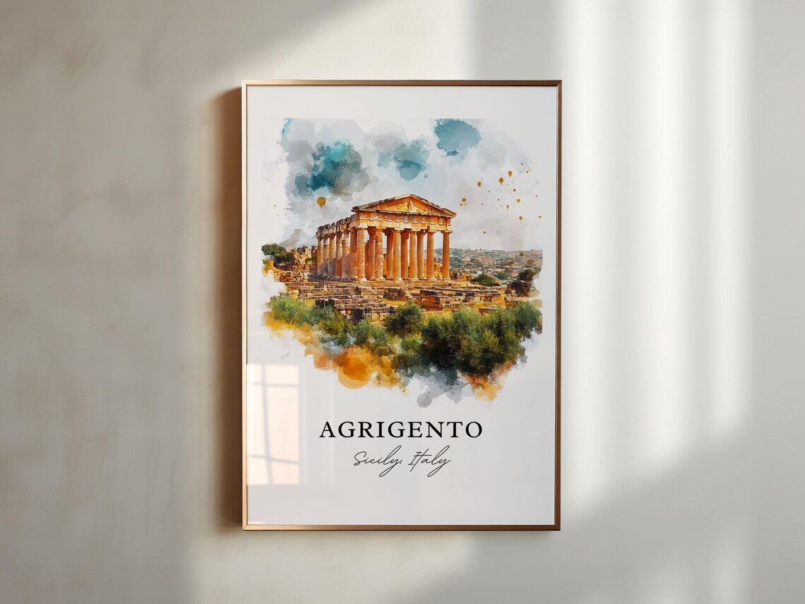 Agrigento Sicily Watercolor Travel Poster, Italy - Image 2