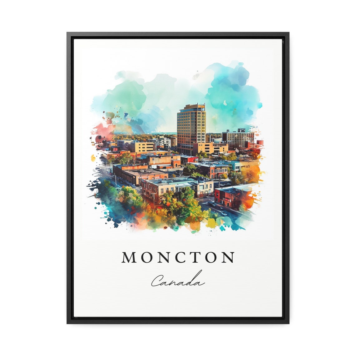 Moncton NB Canada Watercolor Downtown Skyline Cityscape Poster - Image 2