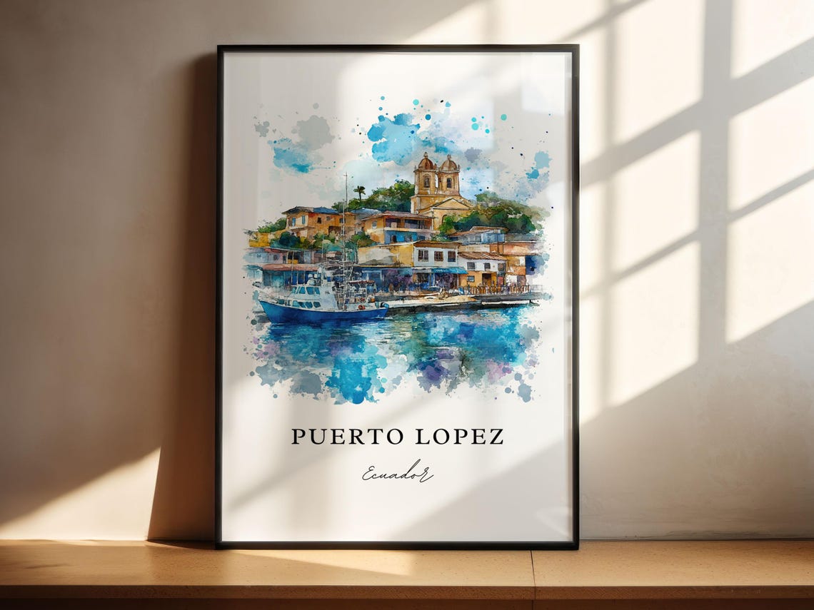 Puerto Lopez Art Print Watercolor Ecuador Gift Travel Poster Housewarming - Image 4