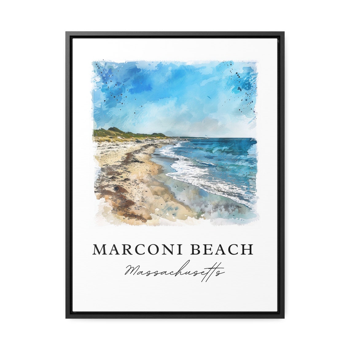 Marconi Beach Massachusetts Sandy Ocean Shore Watercolor Poster - Image 2