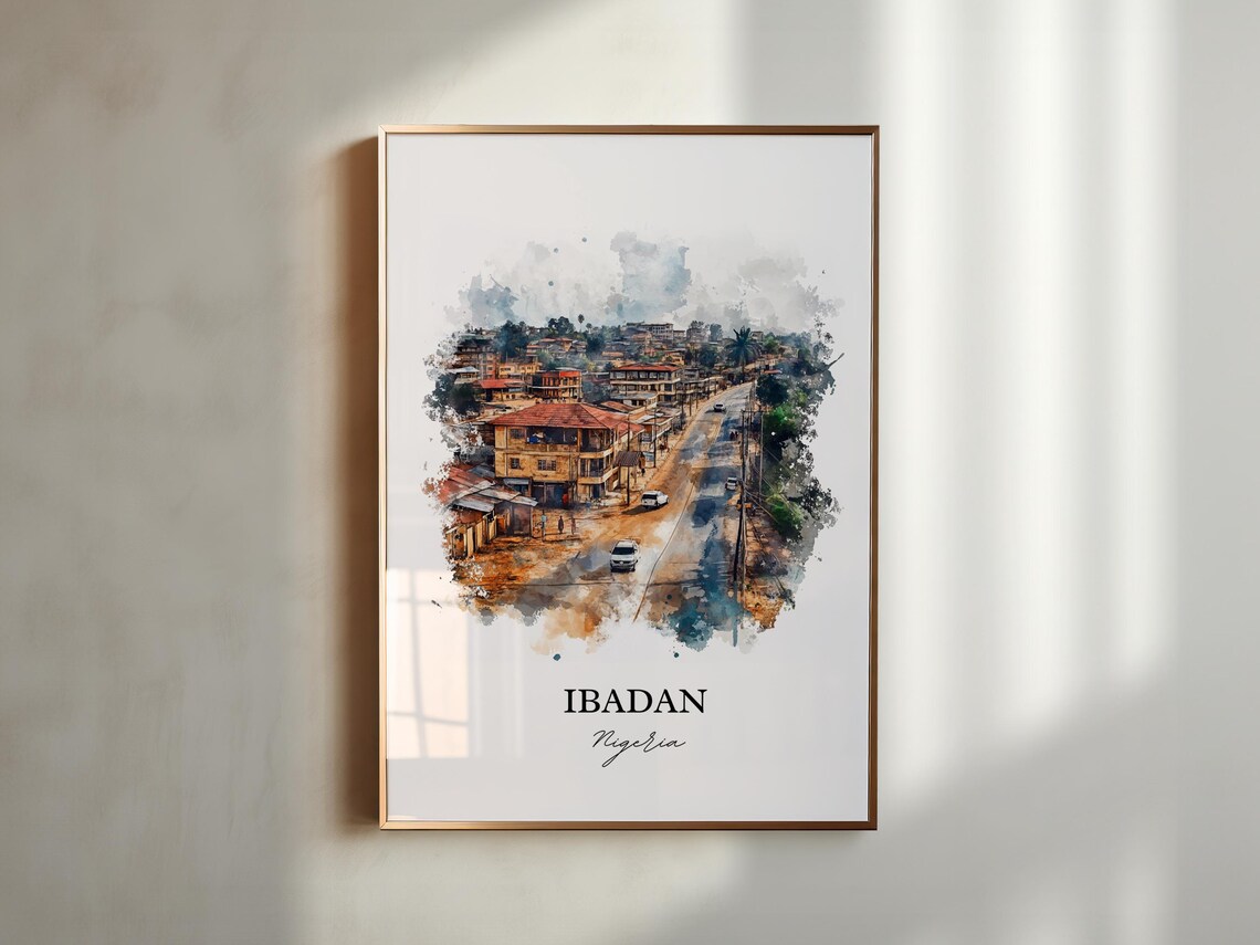Ibadan Nigeria Watercolor Cityscape African Street Art Poster - Image 6