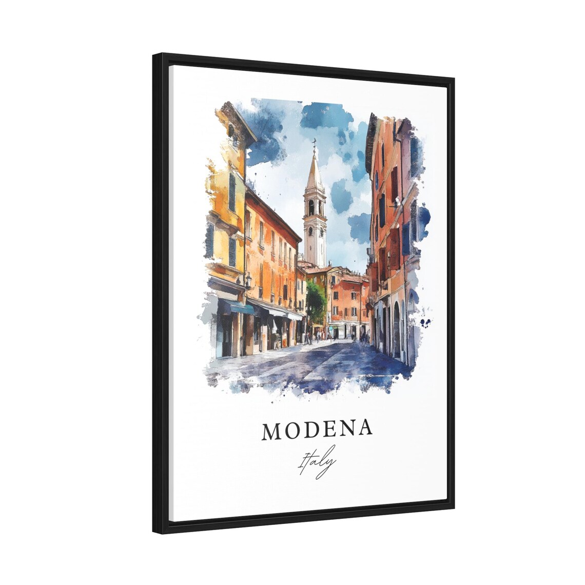 Modena Italy Historic Old Street Bell Watercolor Travel Poster - Image 2