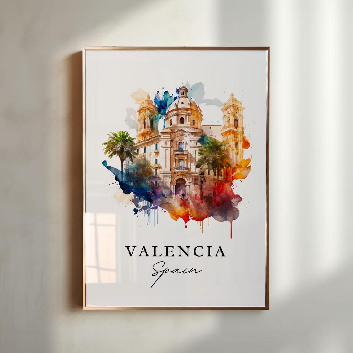 Valencia Spain Travel Poster, Custom Text Art Print