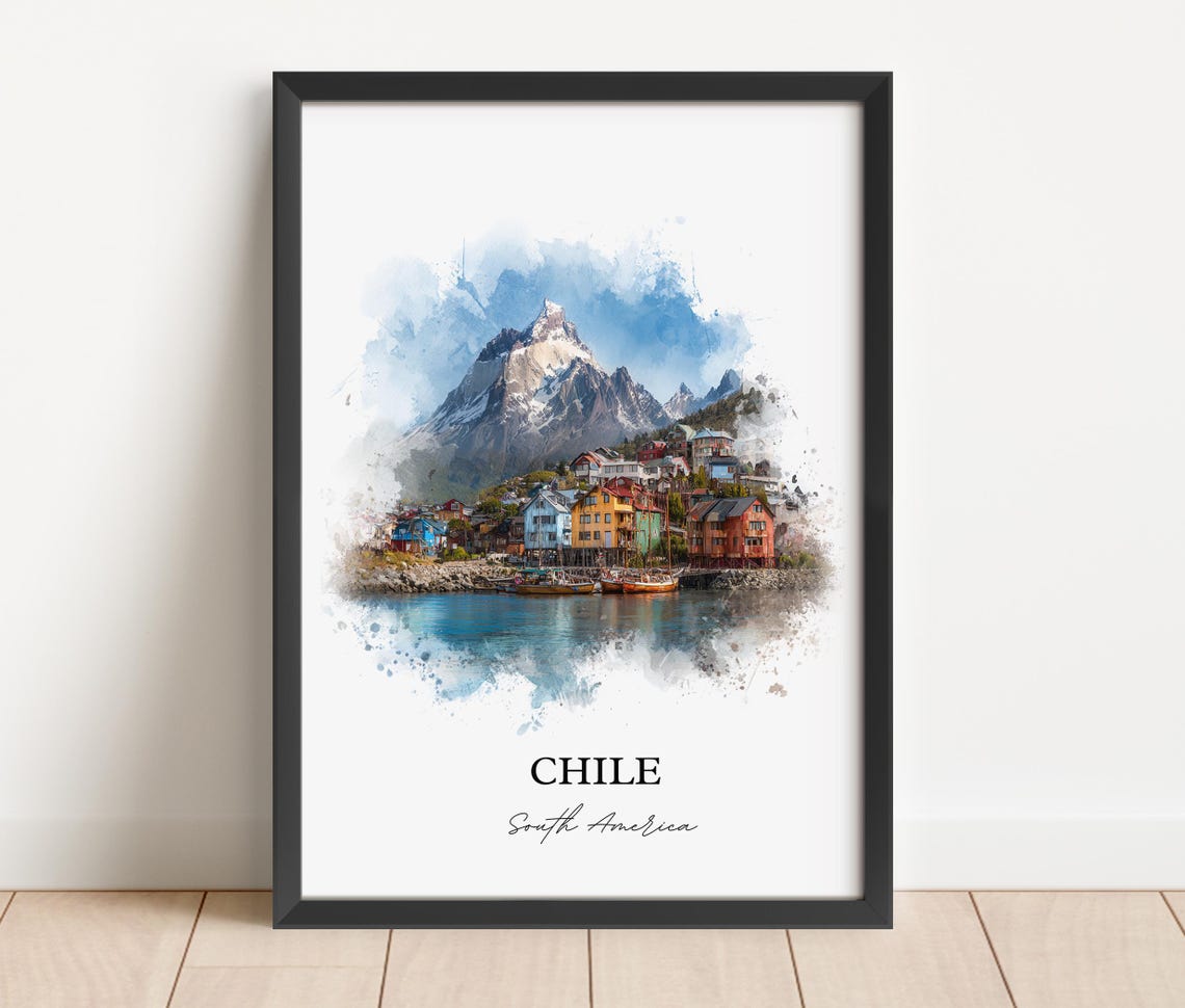 Chile Wall Art Print Watercolor Country Gift Travel Poster Housewarming - Image 4