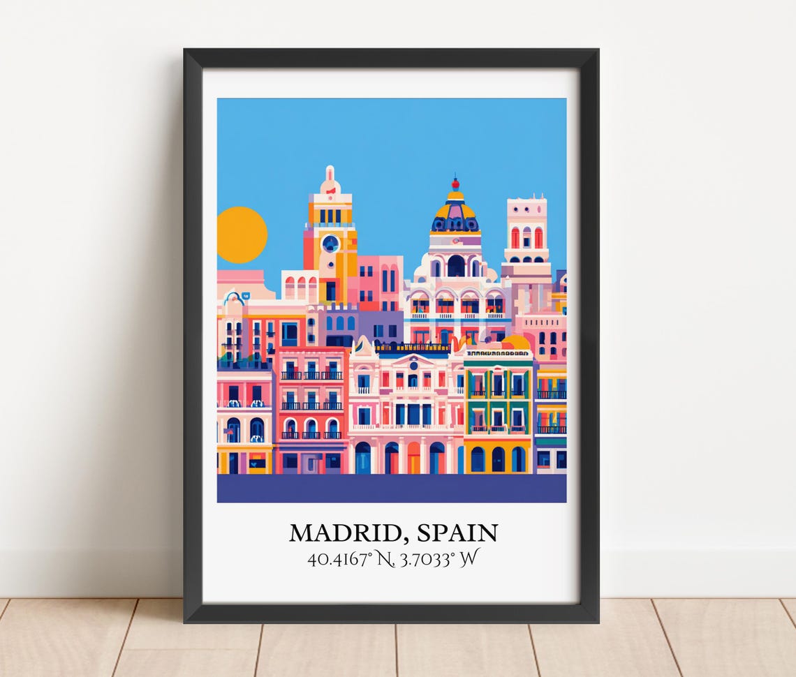 Madrid Spain Retro Gran Via Facades Sun Vintage Travel Decor Poster - Image 4