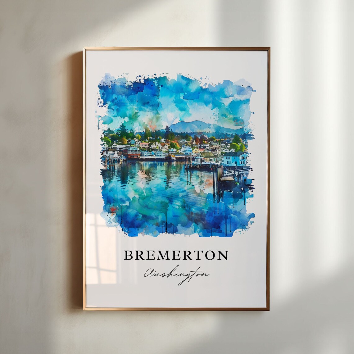 Bremerton, WA Watercolor Travel Poster Print