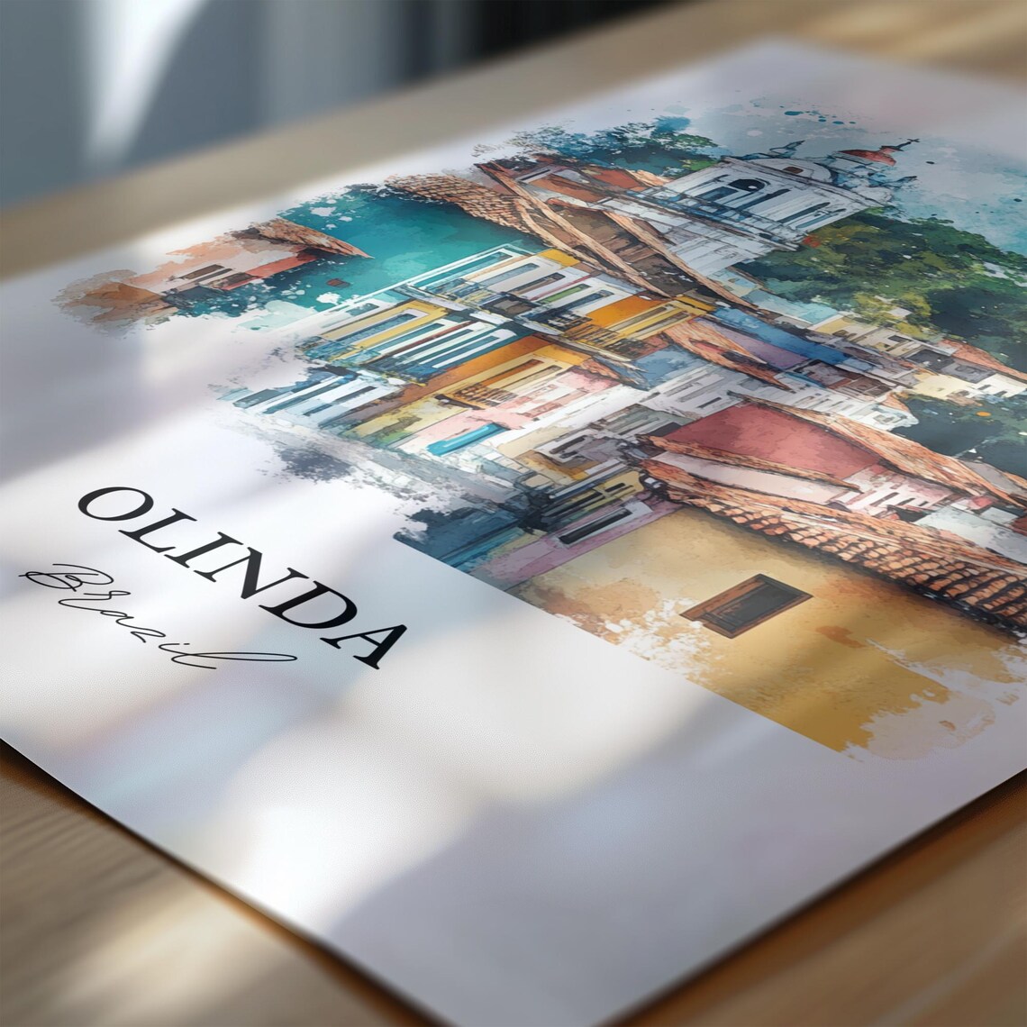 Olinda Brazil Colorful Colonial Town Watercolor Travel Wall Art - Image 6