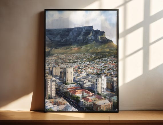 Cape Town Watercolor Art Travel Print Artwork South Africa Decor Wall