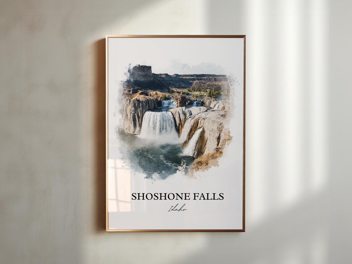 Shoshone Falls Idaho Snake River Canyon Waterfall Watercolor Poster - Image 5