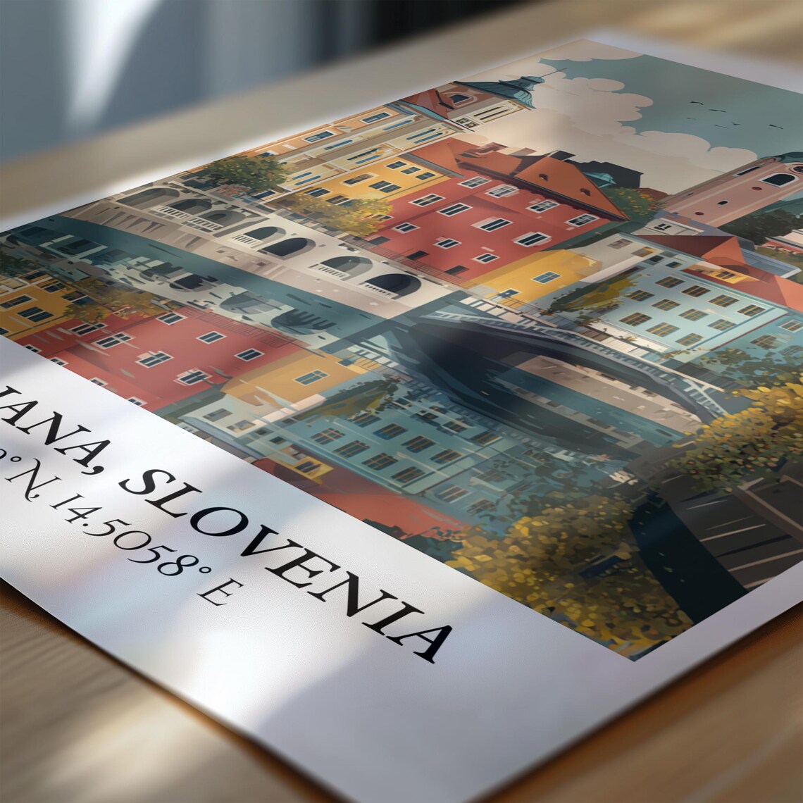 Ljubljana Slovenia River Bridges Old Town Retro Travel Poster - Image 7