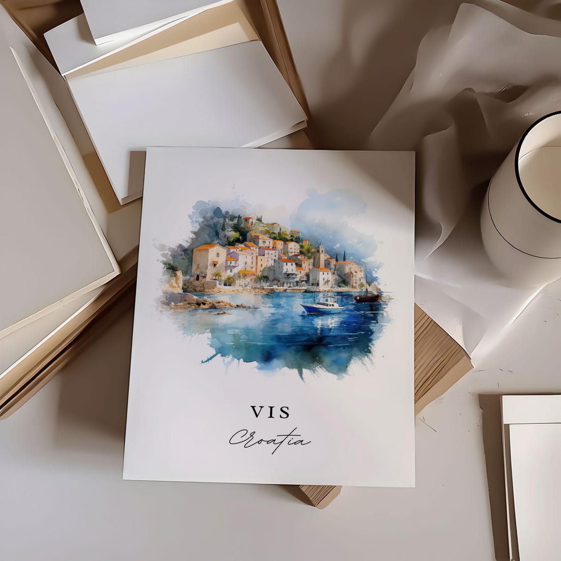 Vis Croatia Watercolor Travel Poster, Wall Art Print - Image 5