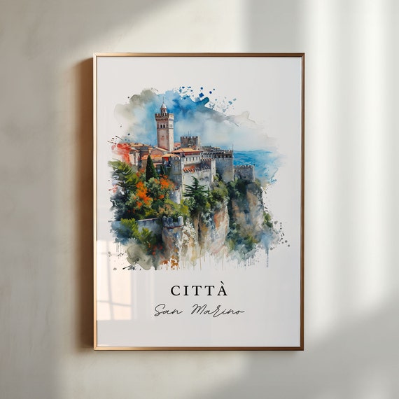 Citta San Marino Watercolor Travel Art Print