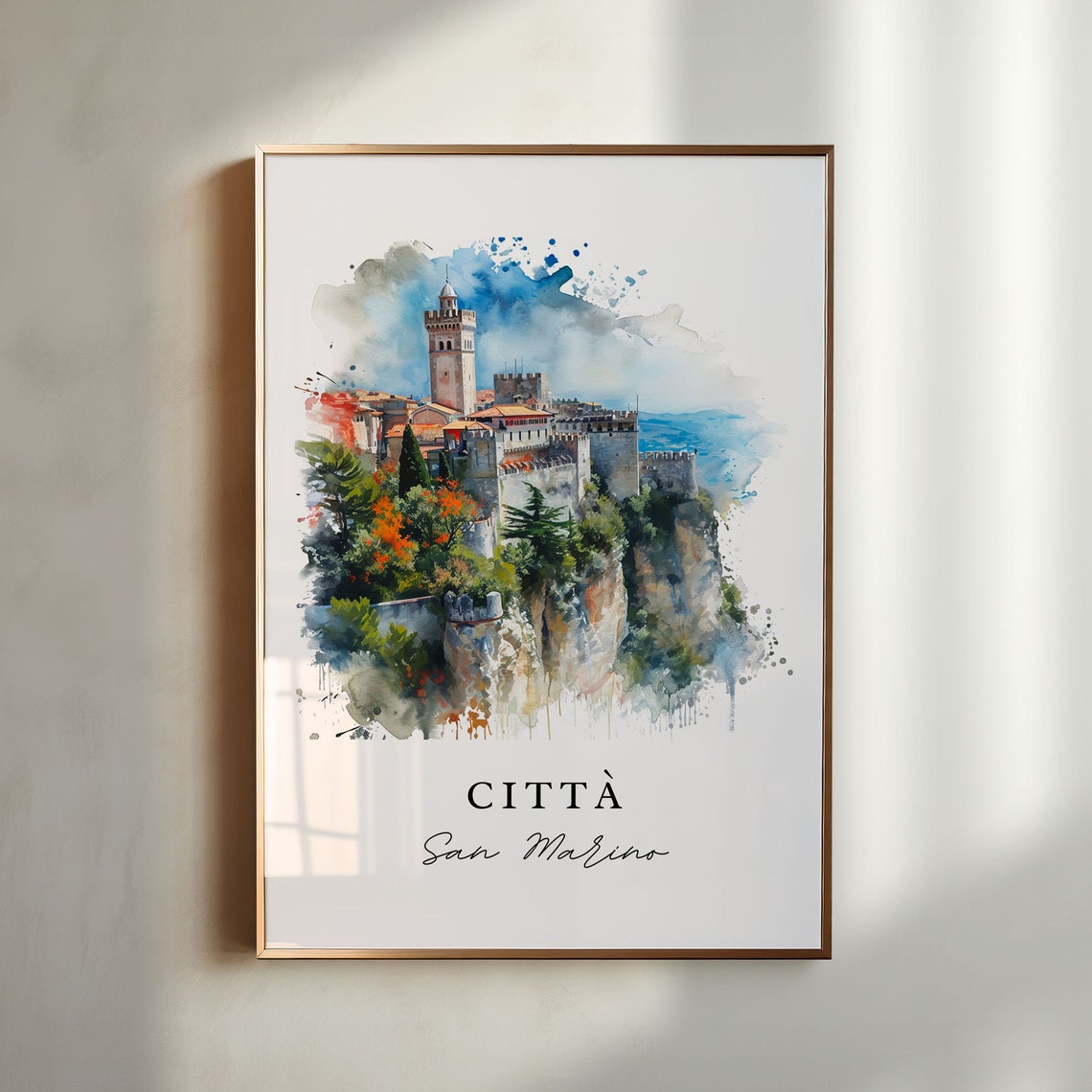 Citta San Marino Watercolor Travel Art Print