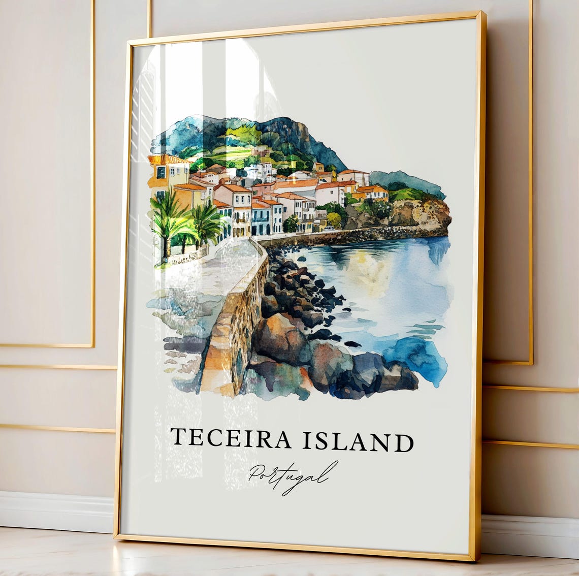 Teceira Island Watercolor Travel Poster, Portugal - Image 3
