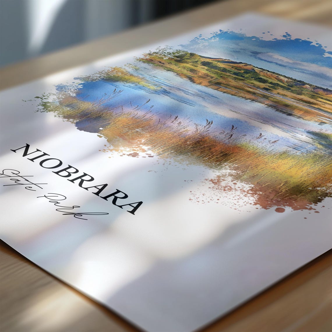 Niobrara State Park Nebraska River Bluffs Scenic Watercolor Poster - Image 6