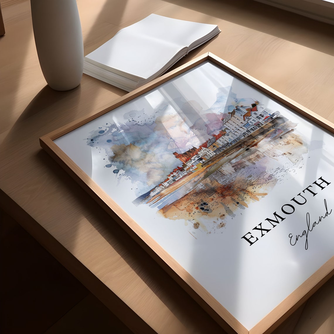 Exmouth England Watercolor Travel Poster, Housewarming - Image 5