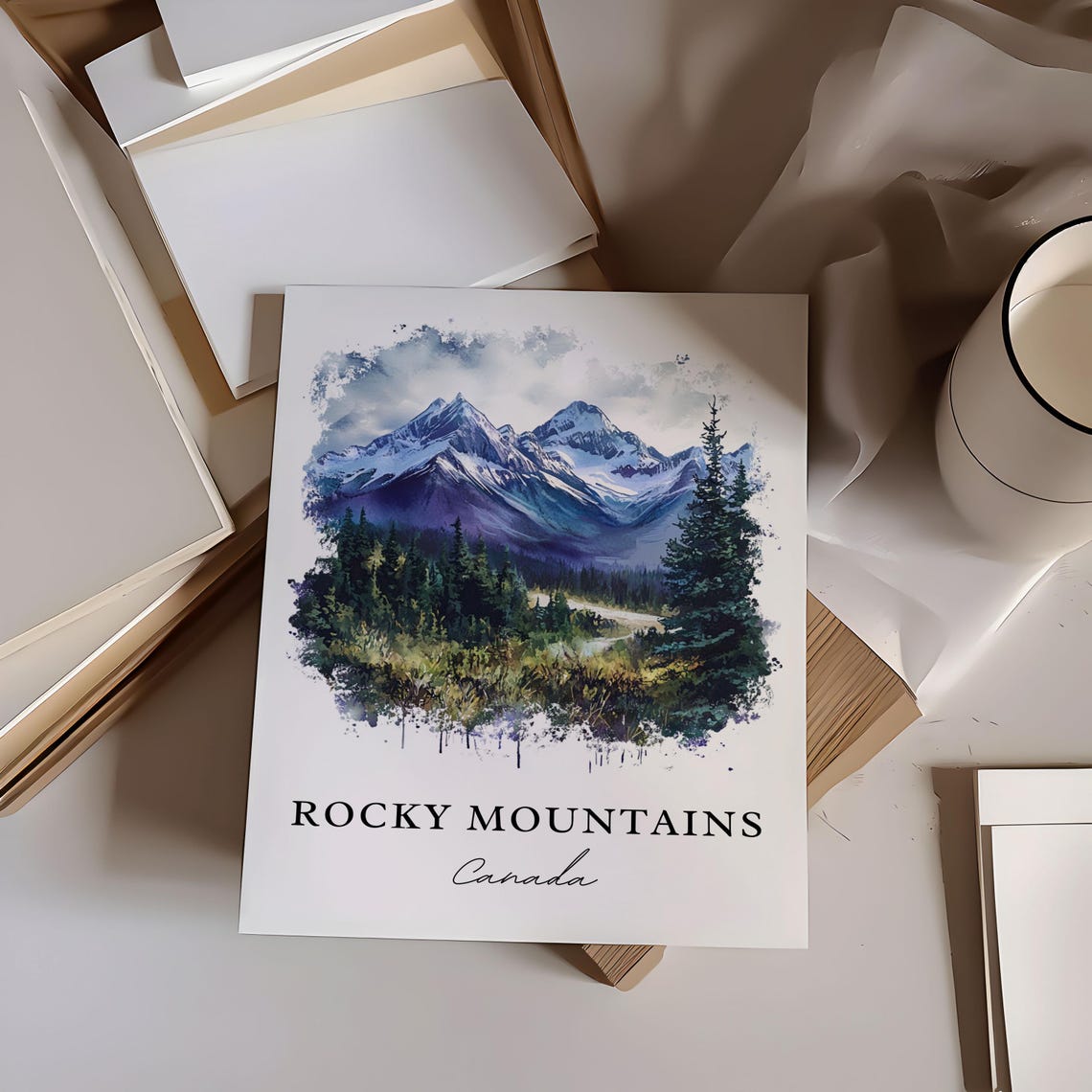 Canadian Rocky Mountains Snow Capped Peaks Evergreen Forest Poster - Image 3