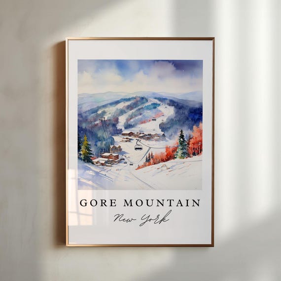 Gore Mountain Ny Wall Art Print Ski Gift Mtn Birthday Present Custom Text Perfect