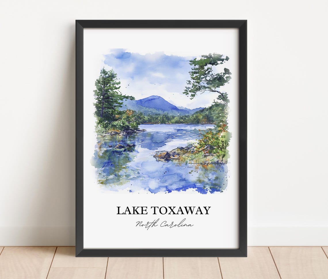 Lake Toxaway North Carolina Pine Mountain Lake Watercolor Poster - Image 4