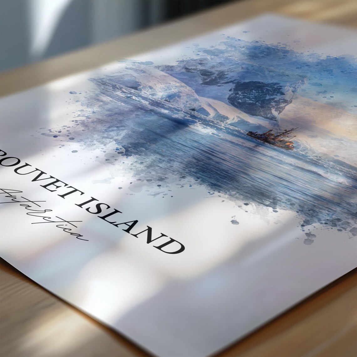 Bouvet Island Remote Watercolor Snowy Peaks Ship Travel Poster - Image 6