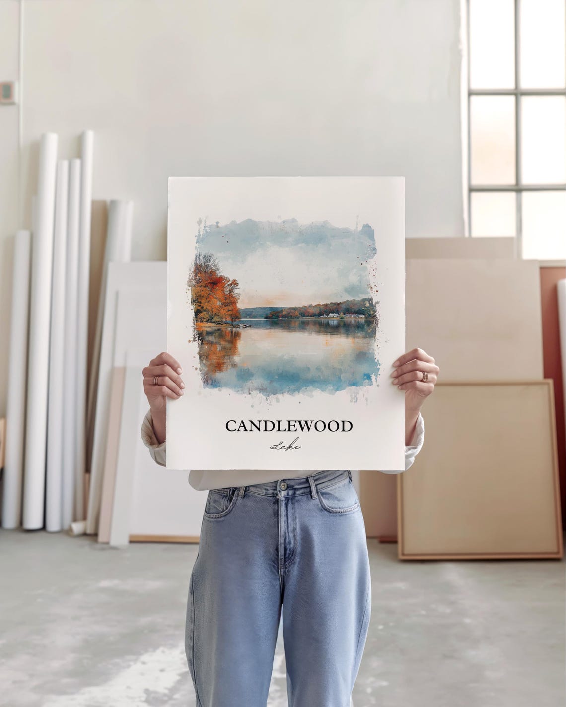 Candlewood Lake Connecticut Autumn Shore Mirror Water Poster - Image 3