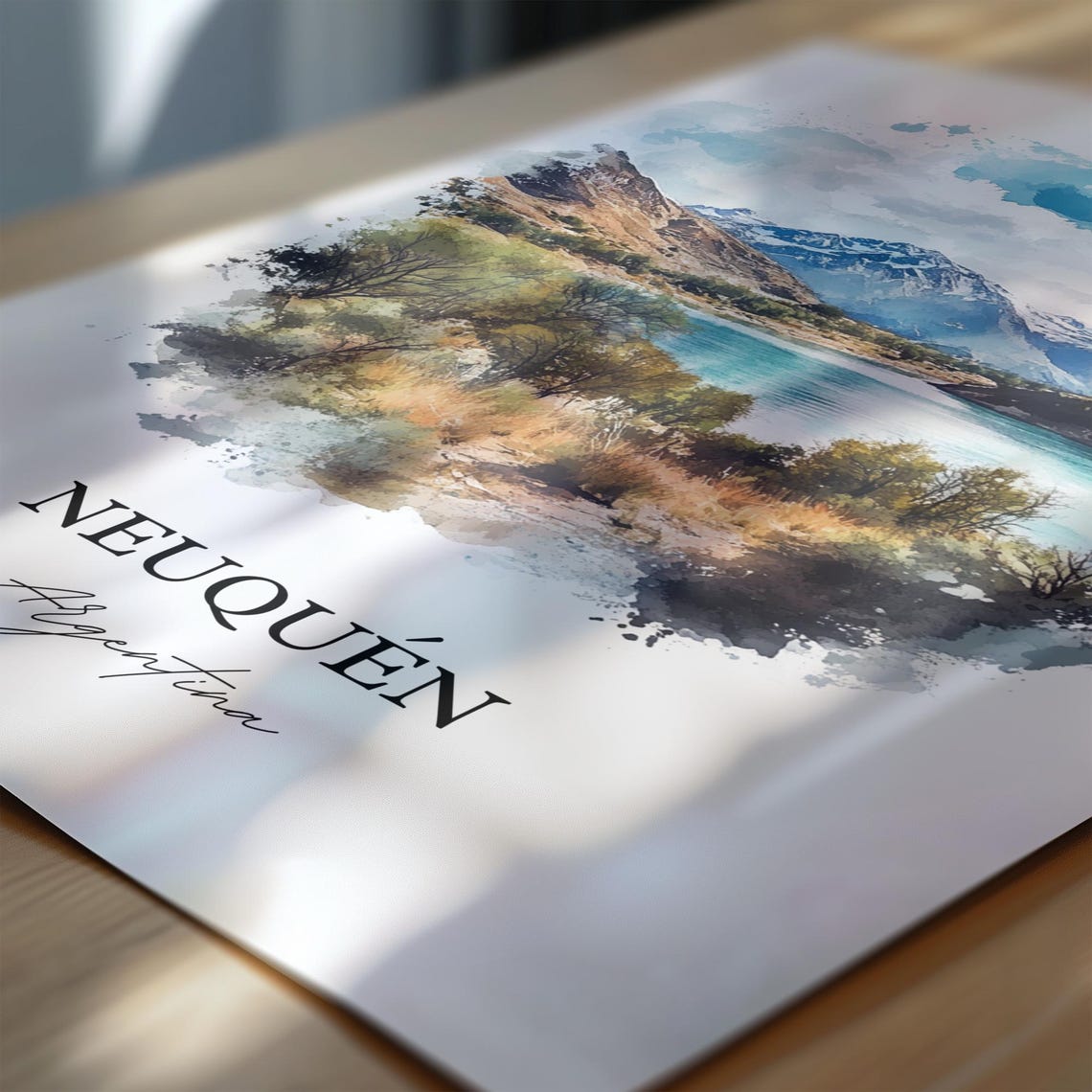 Neuqun Wall Art Confluencia Dept Print Argentina Watercolor Gift Travel Poster Housewarming - Image 3