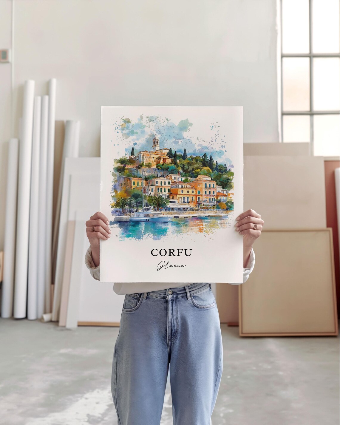 Corfu Island Watercolor Travel Poster, Greece - Image 3