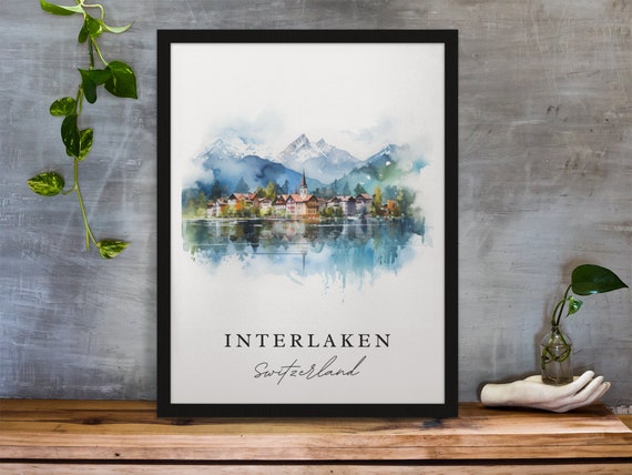 Interlaken Traditional Travel Poster, Switzerland