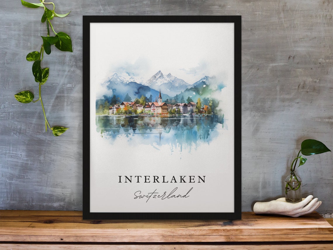Interlaken Traditional Travel Poster, Switzerland