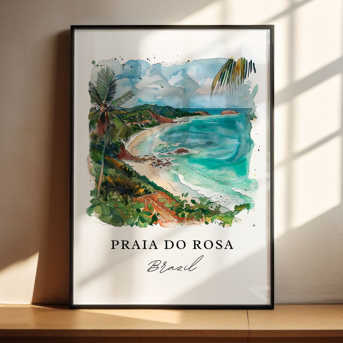 Praia Do Rosa Brazil Watercolor Tropical Beach Travel Poster - Image 4
