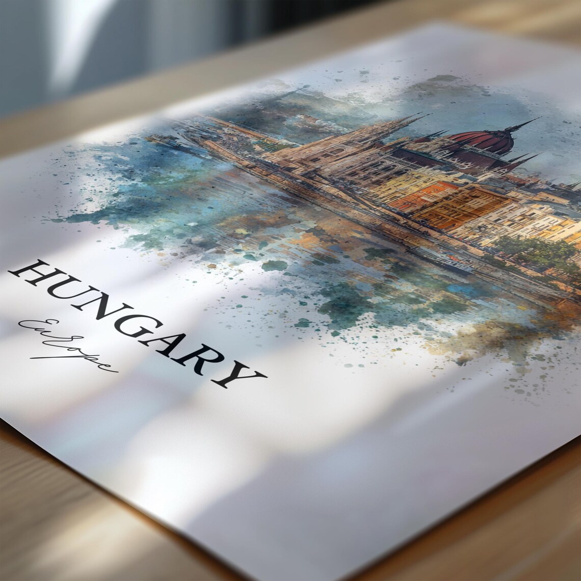 Hungary Budapest Parliament Danube Watercolor Europe Travel Poster - Image 6