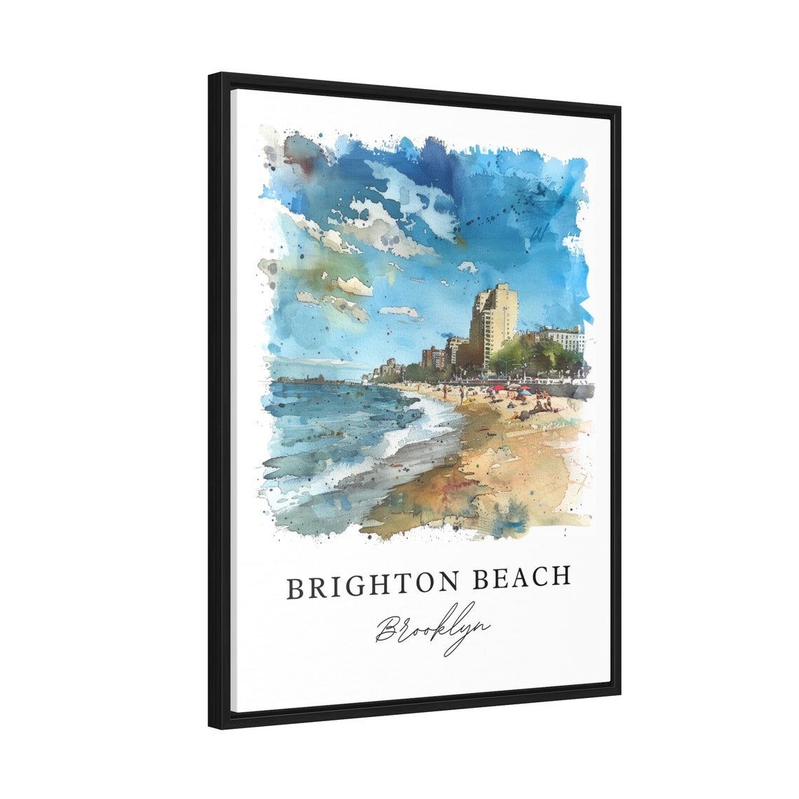 Brighton Beach Brooklyn New York Seaside Watercolor Art Poster - Image 2