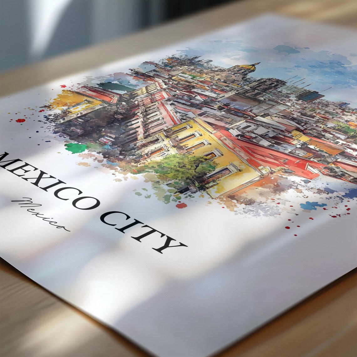 Mexico City Mexico Historic Center Skyline Cathedral Watercolor Poster - Image 6