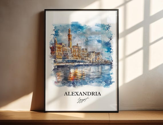 Alexandria Egypt Wall Art Print Watercolor Arr Gift Travel Poster Housewarming