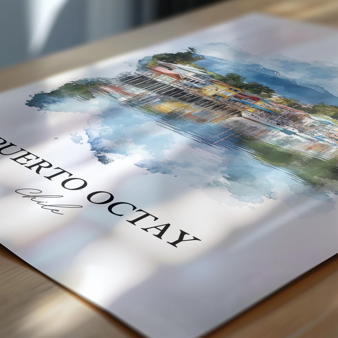 Puerto Octay Wall Art Llanquihue Lake Print Chile Watercolor Gift Travel Poster Housewarming - Image 6