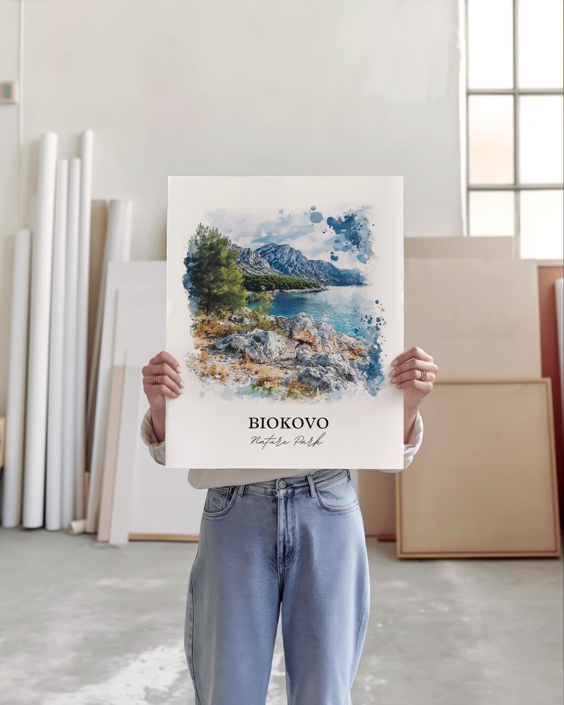 Biokovo Nature Park Croatia Rocky Coast Mountains Watercolor Poster - Image 4