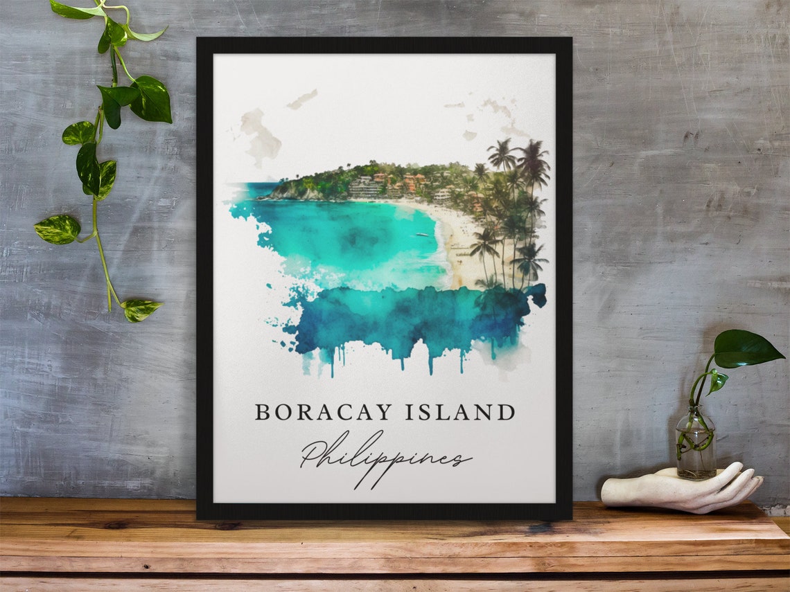 Boracay Island Philippines Watercolor Tropical Beach Coast Poster