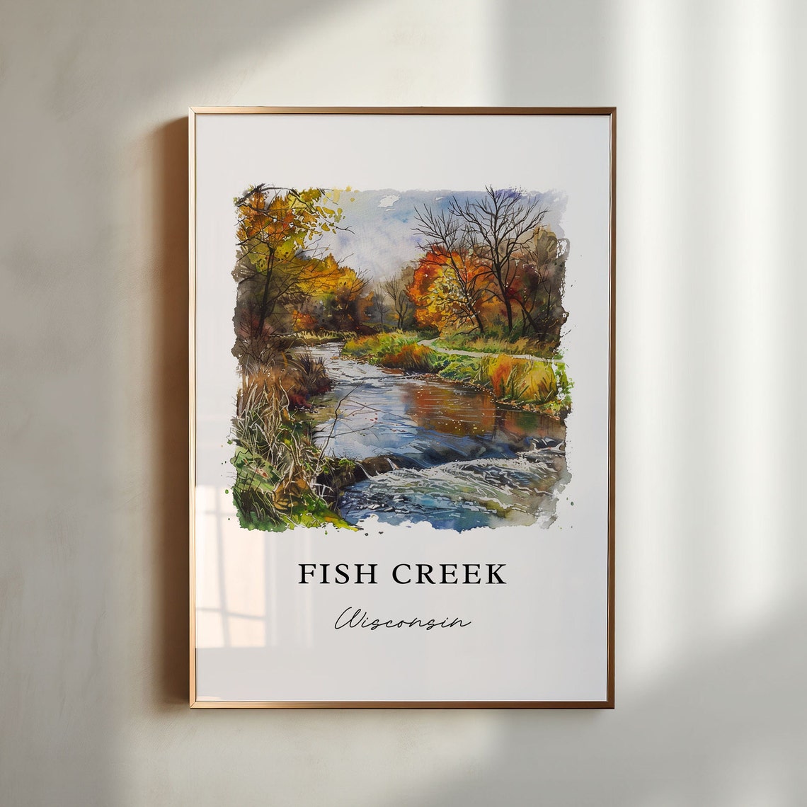 Fish Creek, WI Watercolor Travel Poster Art Print