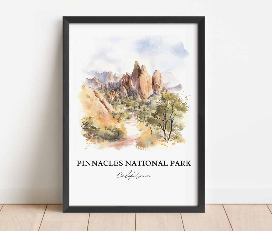 Pinnacles National Park California Rock Spires Watercolor Poster - Image 3