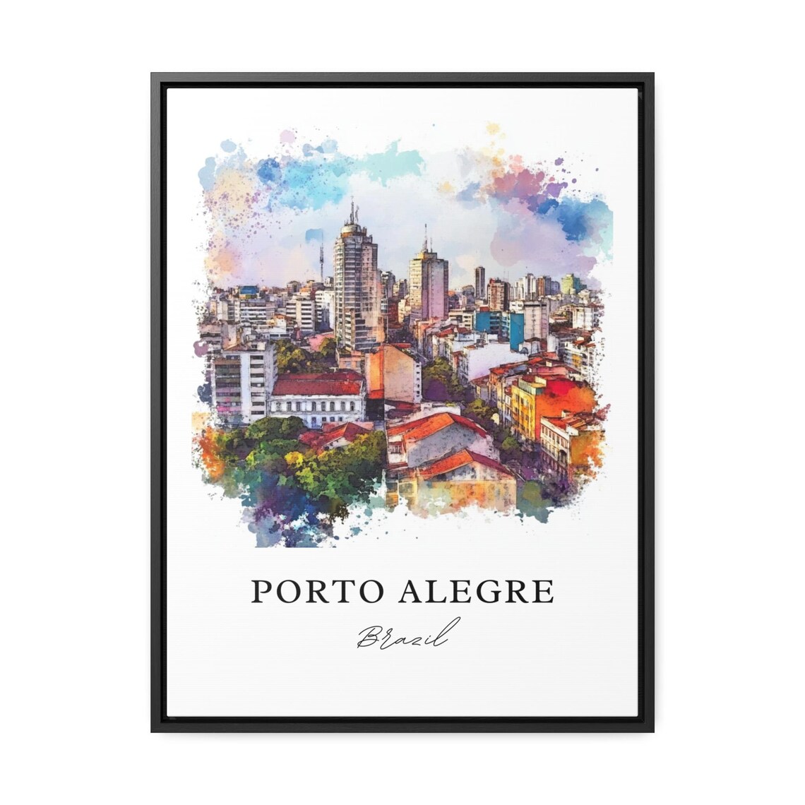 Porto Alegre Brazil Pastel City Skyline Urban Watercolor Poster - Image 3