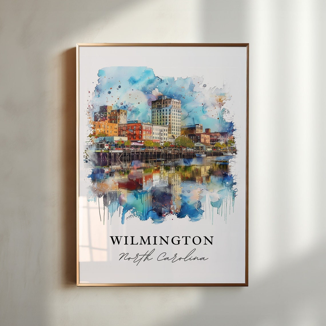 Wilmington North Carolina Historic Riverfront Skyline Art Poster