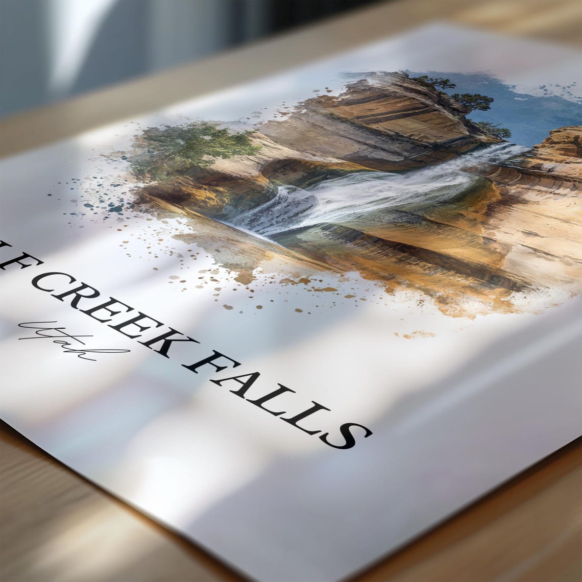 Calf Creek Falls Utah Sandstone Canyon Waterfall Watercolor Poster - Image 6