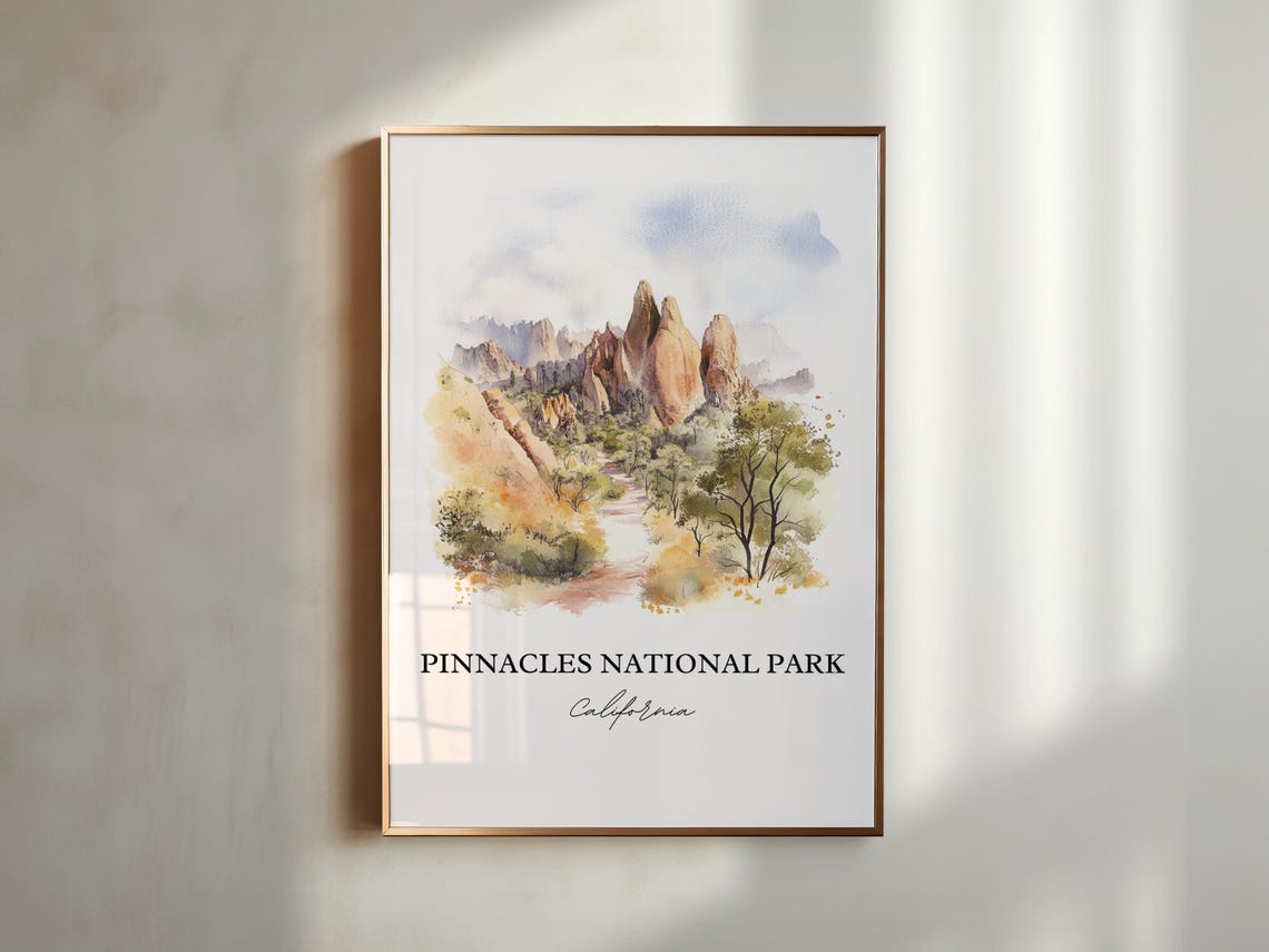Pinnacles National Park California Rock Spires Watercolor Poster - Image 4