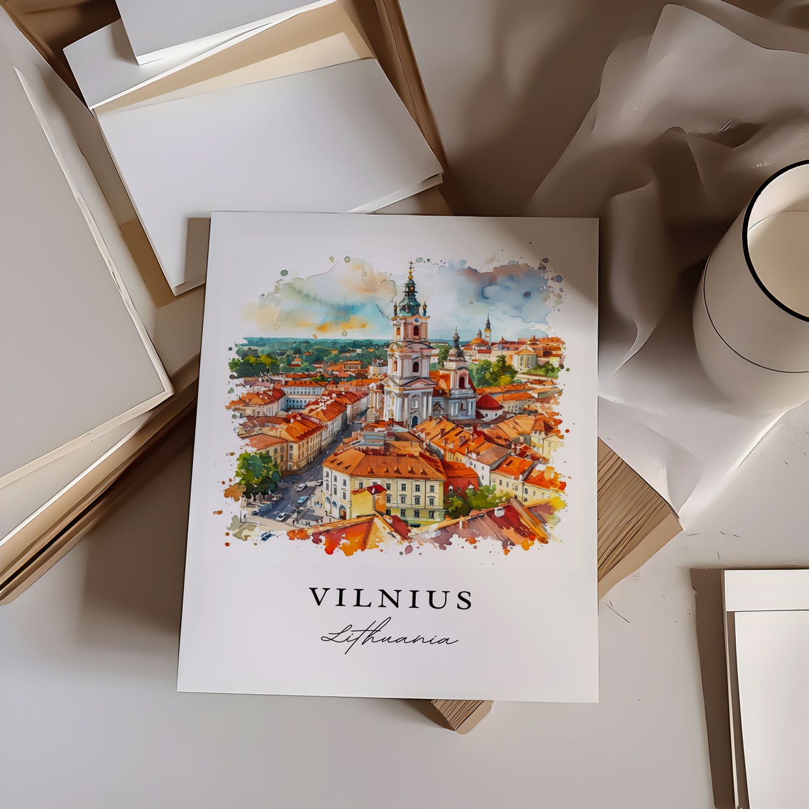 Vilnius Watercolor Travel Art Print, Lithuania - Image 6
