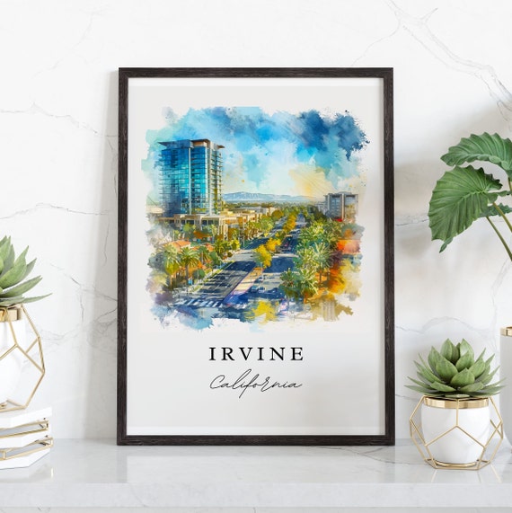 Irvine Wall Art Print Wedding Gift Orange County Ca Painting Custom Text Perfect
