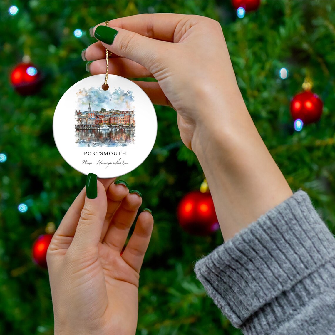 Portsmouth NH Christmas Travel Poster, New Hampshire - Image 4