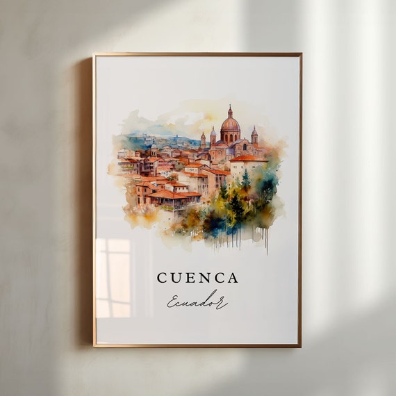 Cuenca Ecuador Art Poster Print Wedding Gift Birthday Present Custom Text Perfect