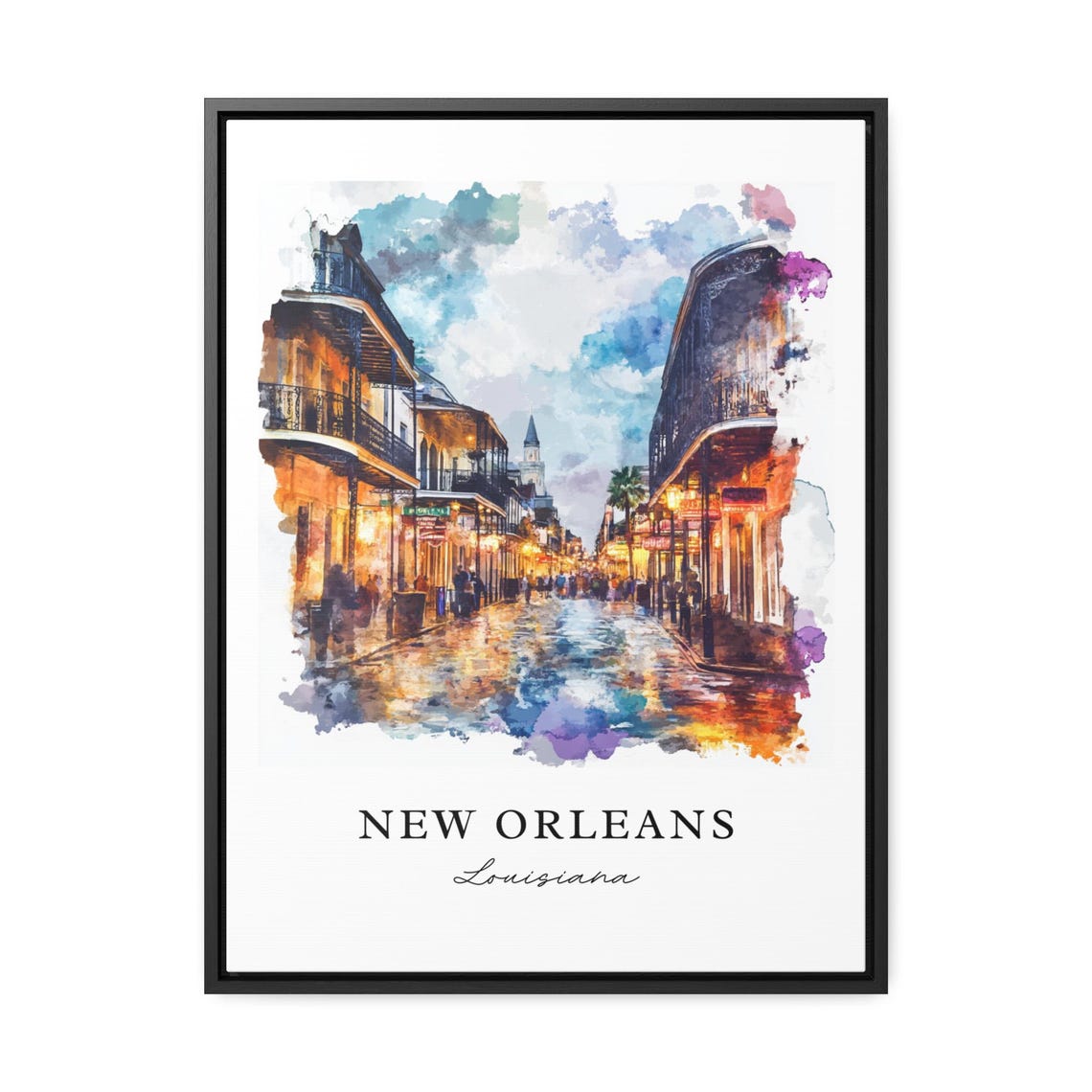 New Orleans Watercolor Bourbon Street Travel Poster - Image 2