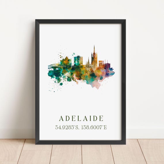 Adelaide Australia Wall Art Poster Wedding Gift Birthday Present Custom Text Personalised