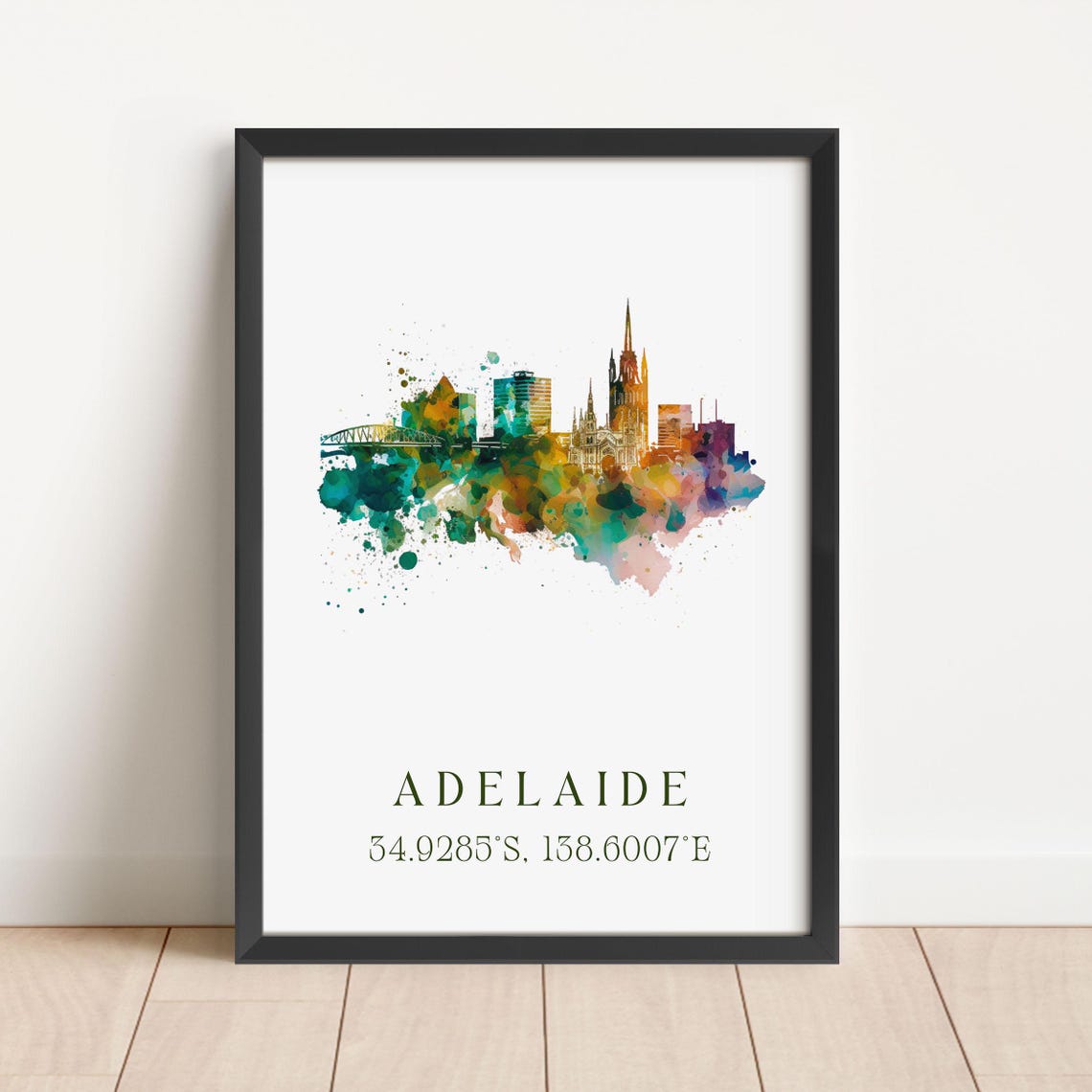 Adelaide Australia Wall Art Poster Wedding Gift Birthday Present Custom Text Personalised